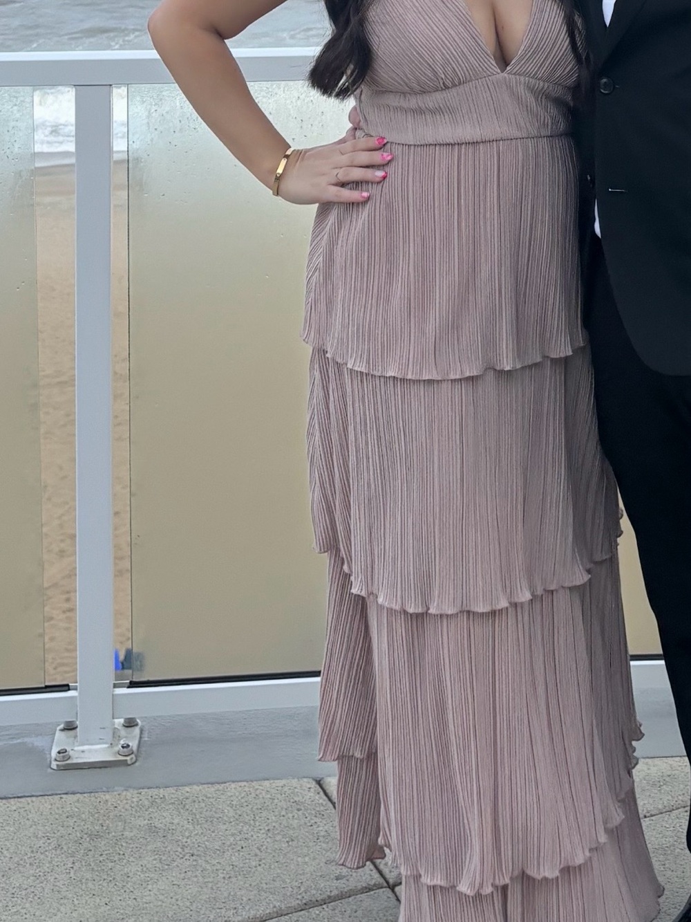 Speechless Blush Tiered Spaghetti-Strap Maxi Dress